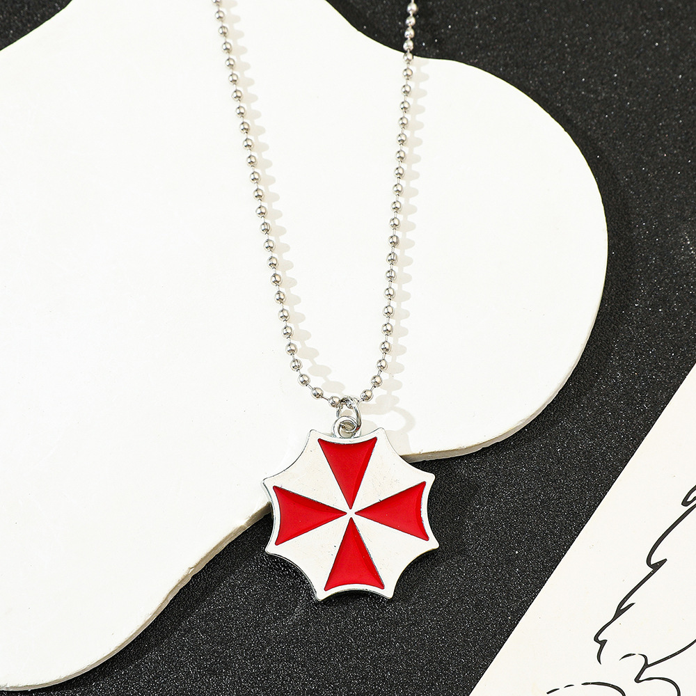 Vintage Item - Colar com Pingente de Guarda-Chuva Vermelho