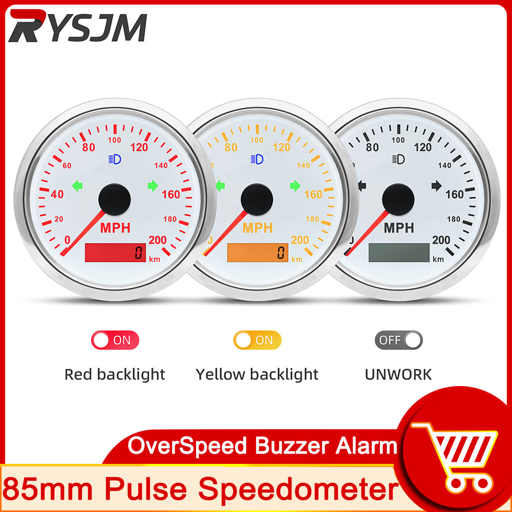 Analog Meter Gauge - 125 200 MPH KMH 85mm Velocímetro