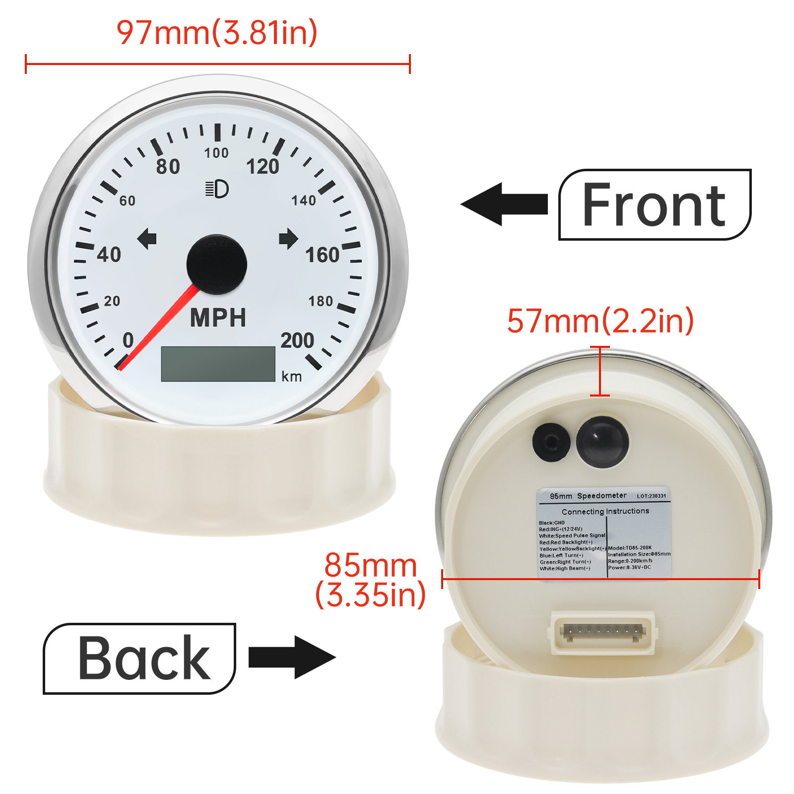 125 200 MPH KMH 85mm Velocímet - Analog Meter Gauge avaliação e preço